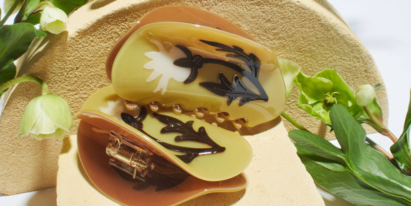 Yellow Rosehip Flower Hair Claw