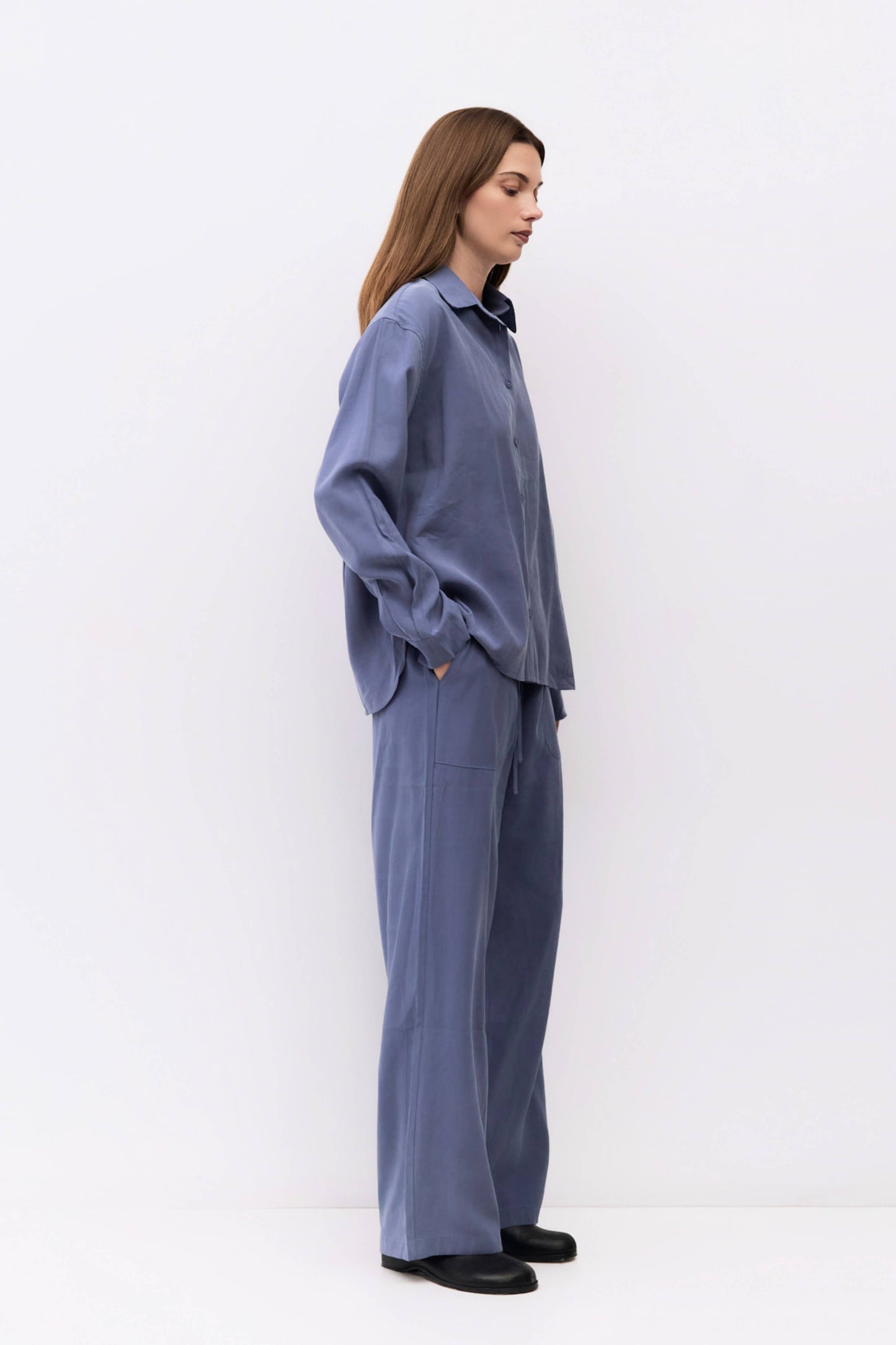 Brushed Drawstring Wide-Leg Pants