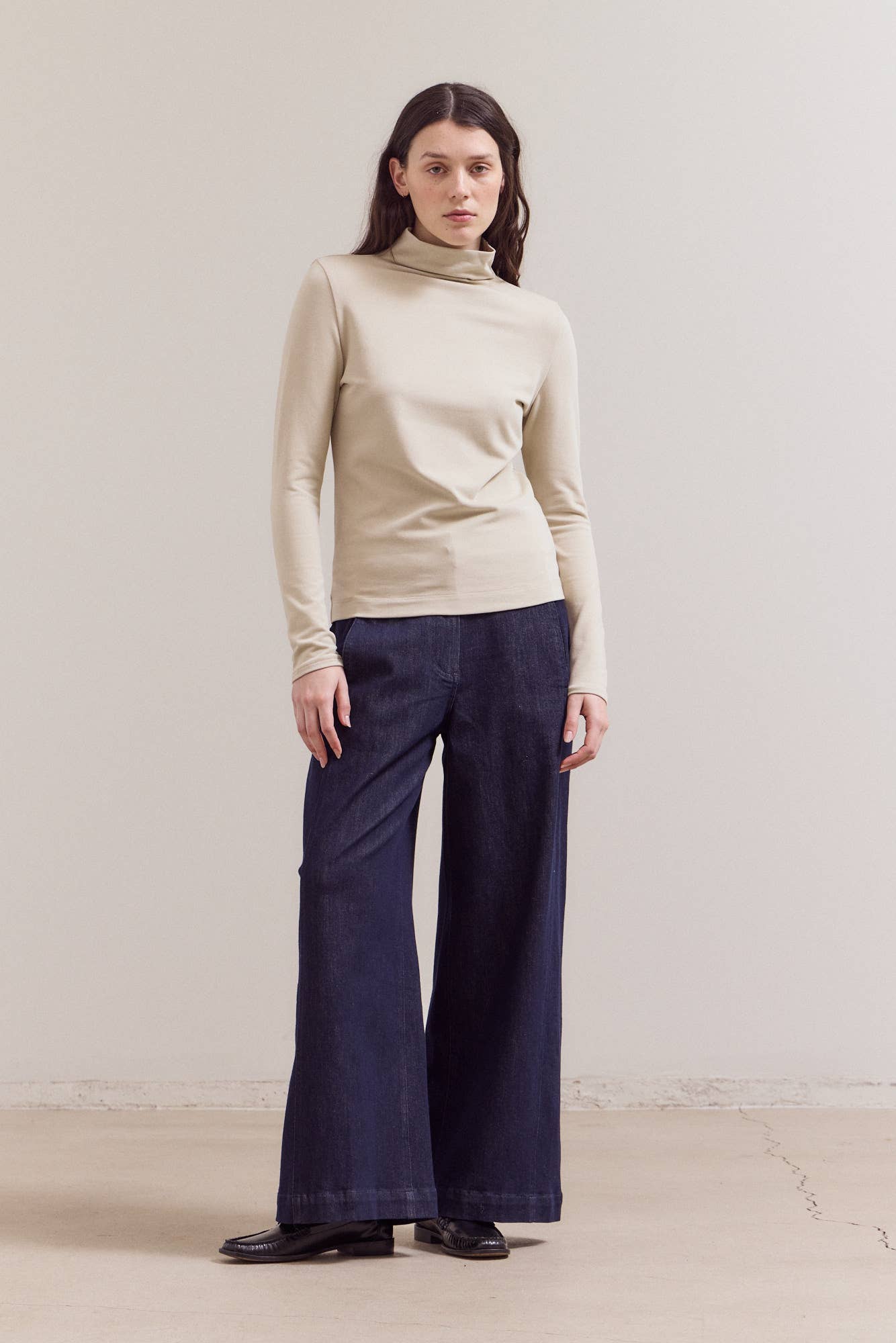 Brushed Mock Neck Long Sleeve Top