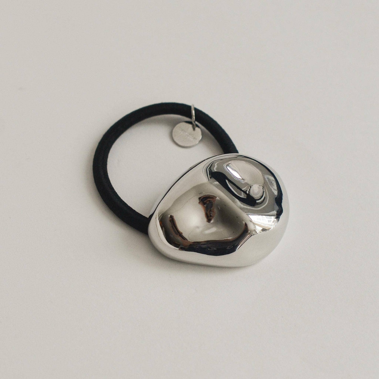 Large Silver Pebble-Shaped Metal Hair Tie