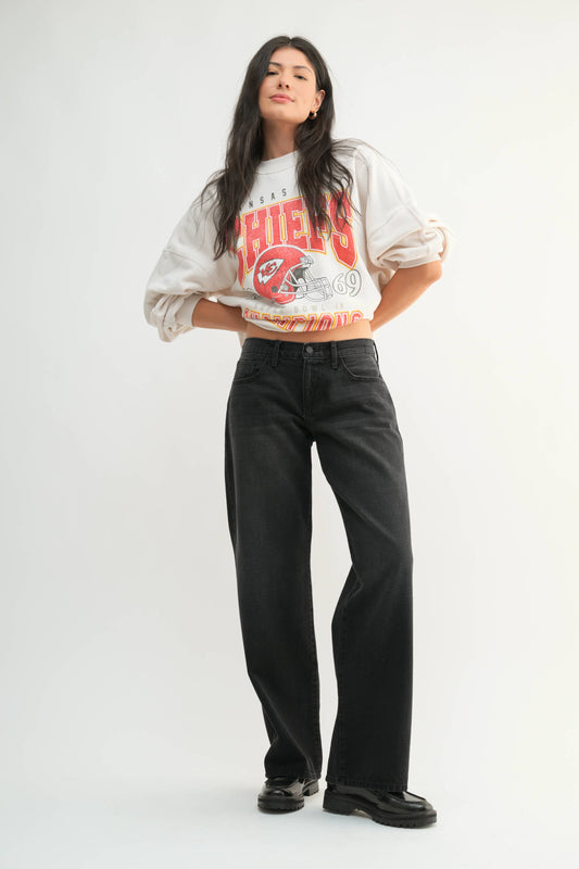 Black Low Rise Baggy Slouch Jean - 100% Cotton