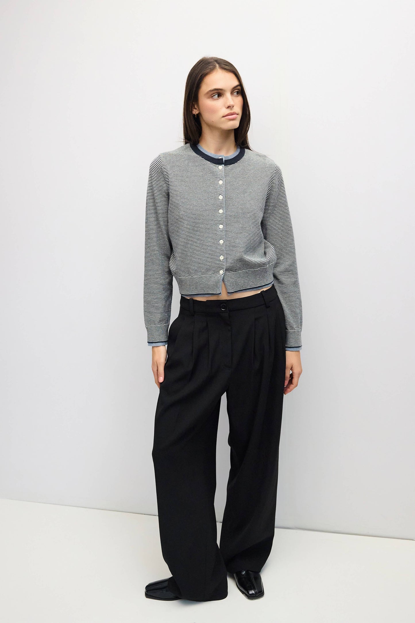 Striped Contrast Ribbing Cardigan