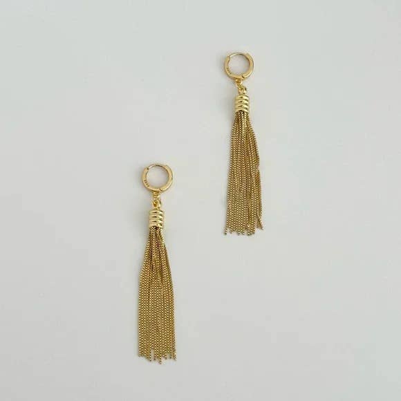 Gold Fringe Huggie Hoop Earrings