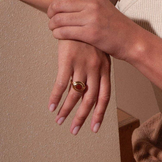 Gold Oval Carnelian Ring