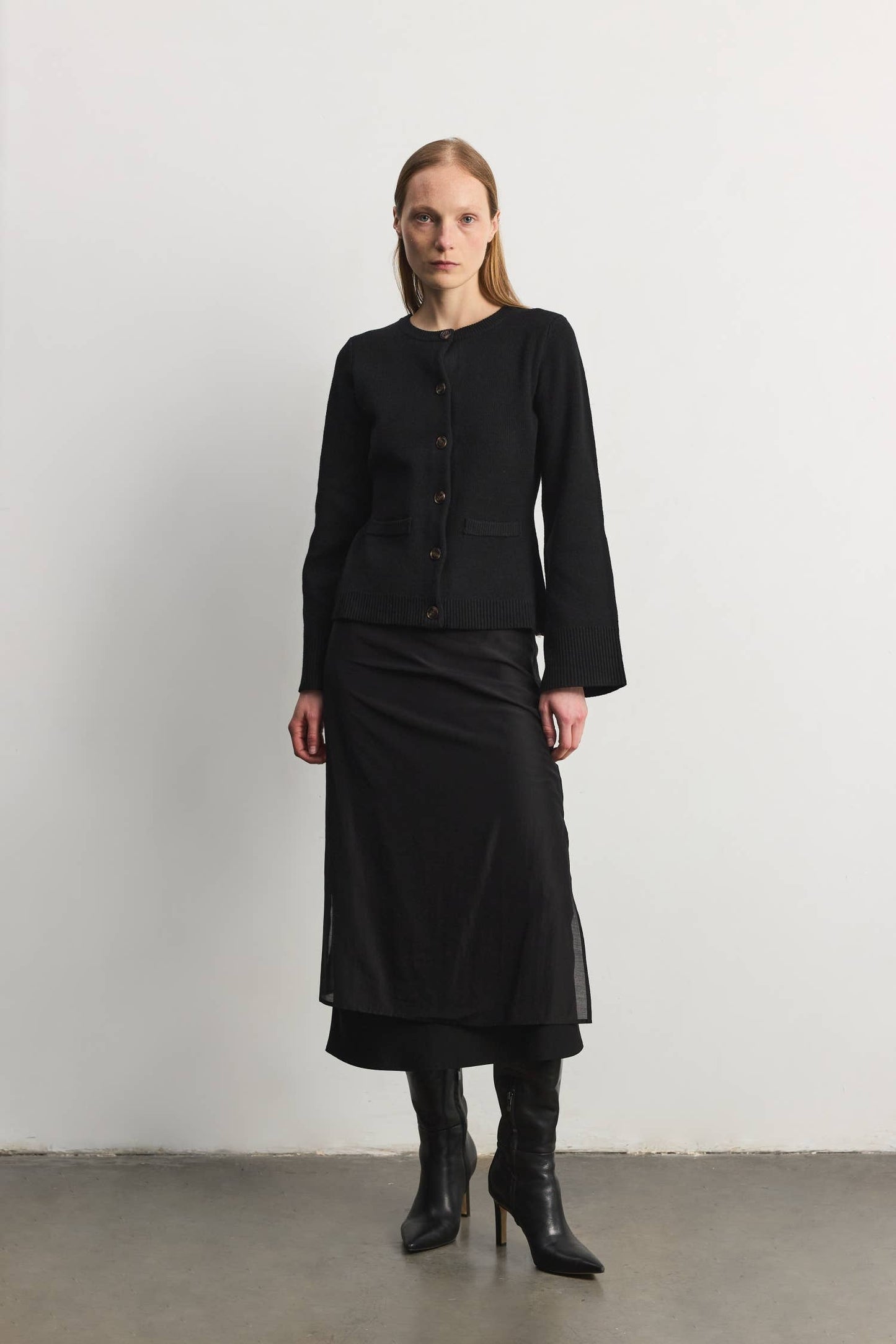 Bell Sleeve Buttoned Cardigan