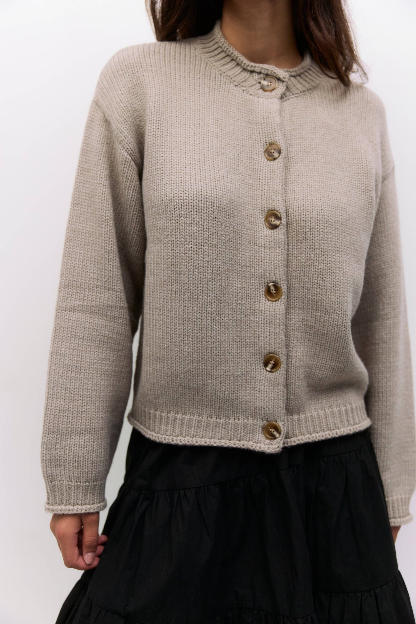 Rolled Edge Drop Shoulder Cardigan