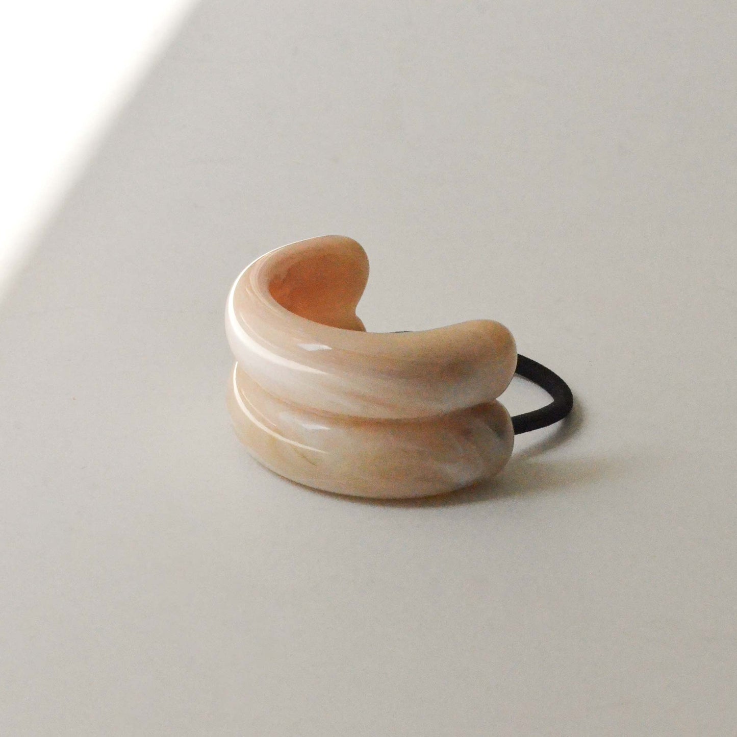 Beige Double Arch Resin Ponytail Hair Tie