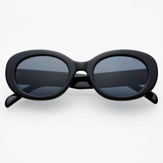Aria Black Oval Sunglasses