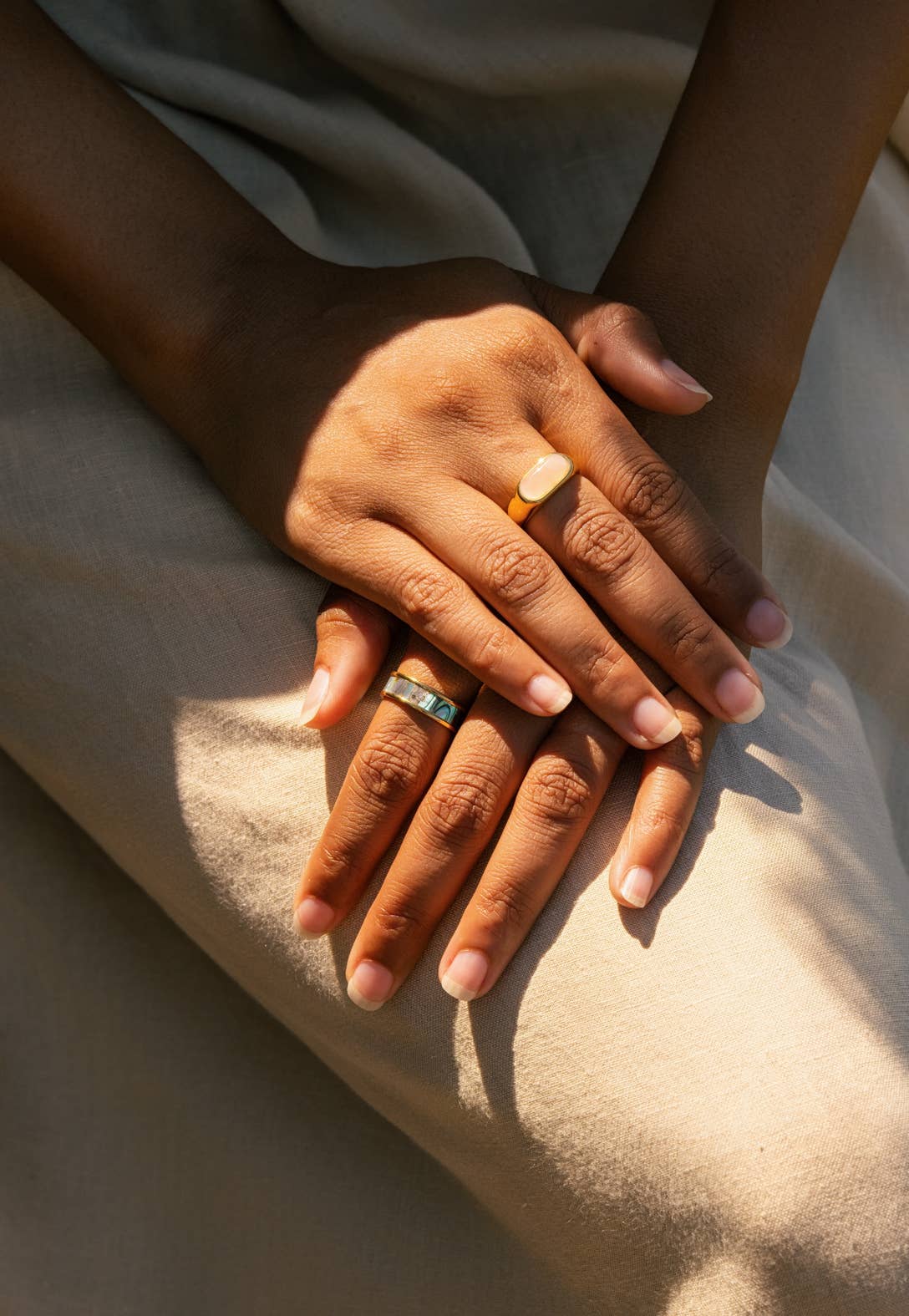 Gold Rose Quartz Chunky Statement Ring