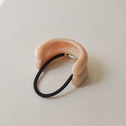 Beige Double Arch Resin Ponytail Hair Tie