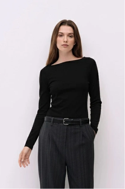 Brushed Jersey Long Sleeve Fitted Tee