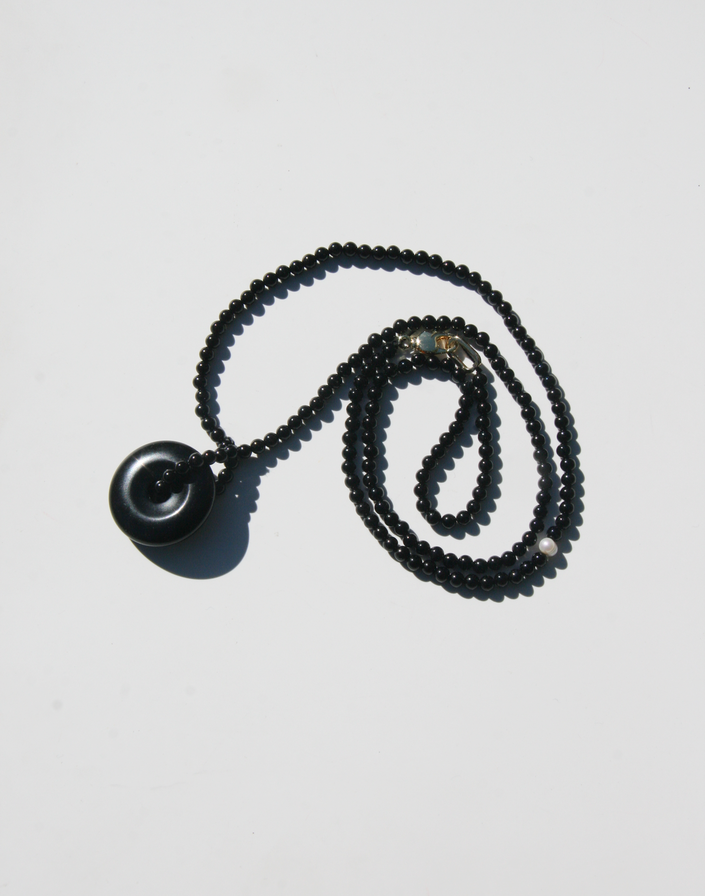 Black Onyx Donut Pendant Necklace