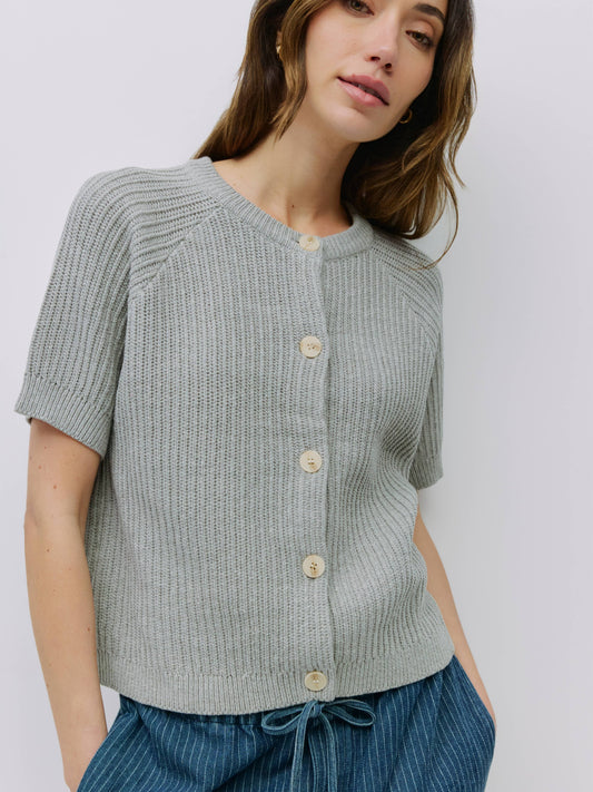 Heather Grey Short Sleeve Cardigan