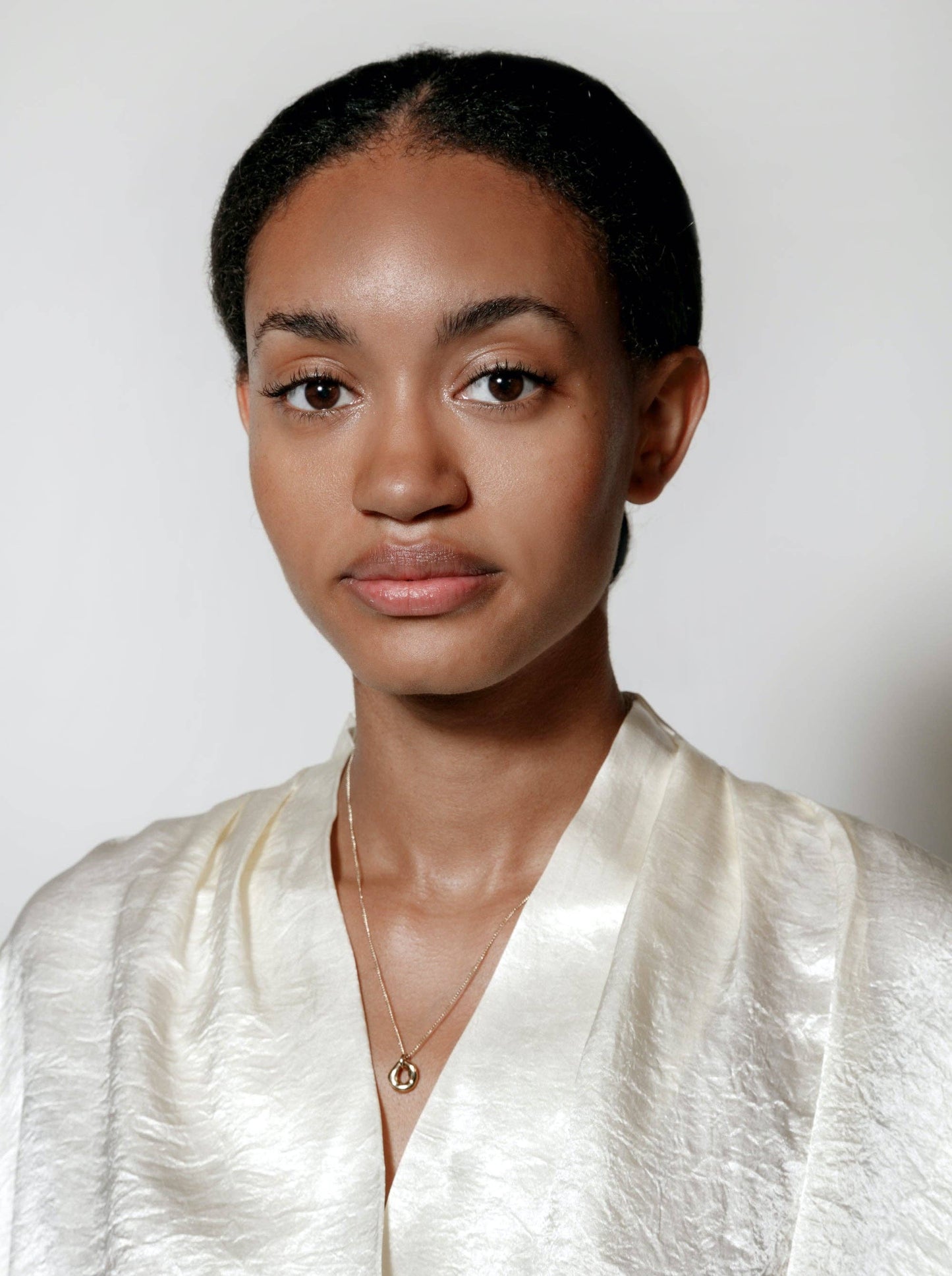 Gold Textured Oval Pendant Necklace