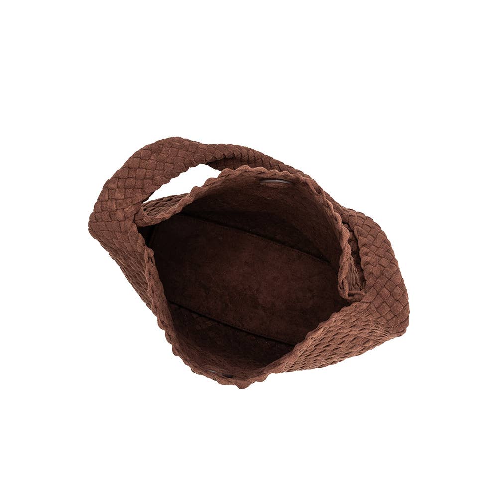 Johanna Tobacco Suede Woven Vegan Shoulder Bag
