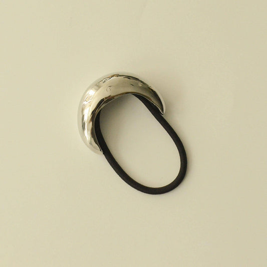 Silver Narrow Crescent Metal Cuff Hair Tie