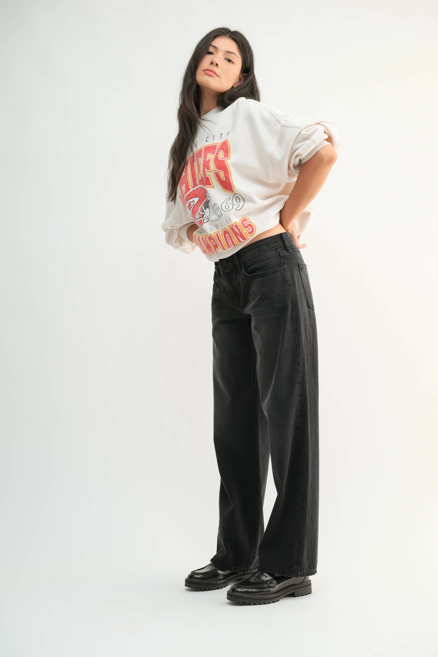 Black Low Rise Baggy Slouch Jean - 100% Cotton