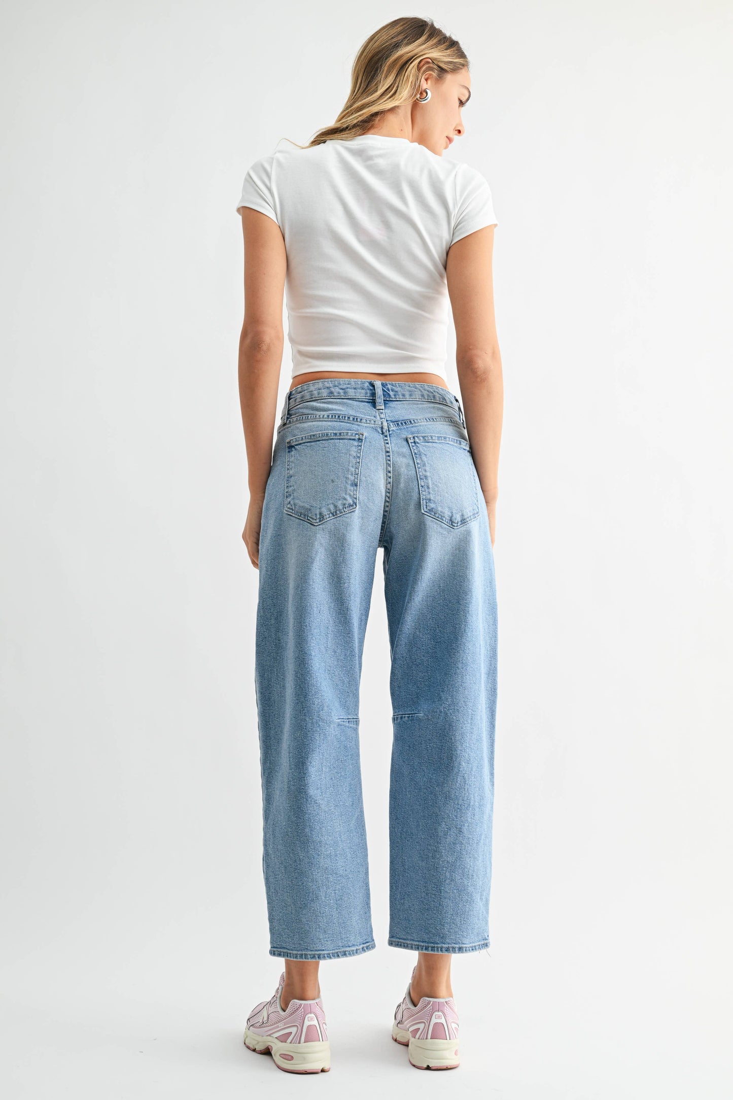 Light Wash Utility Seamed Barrel Jean