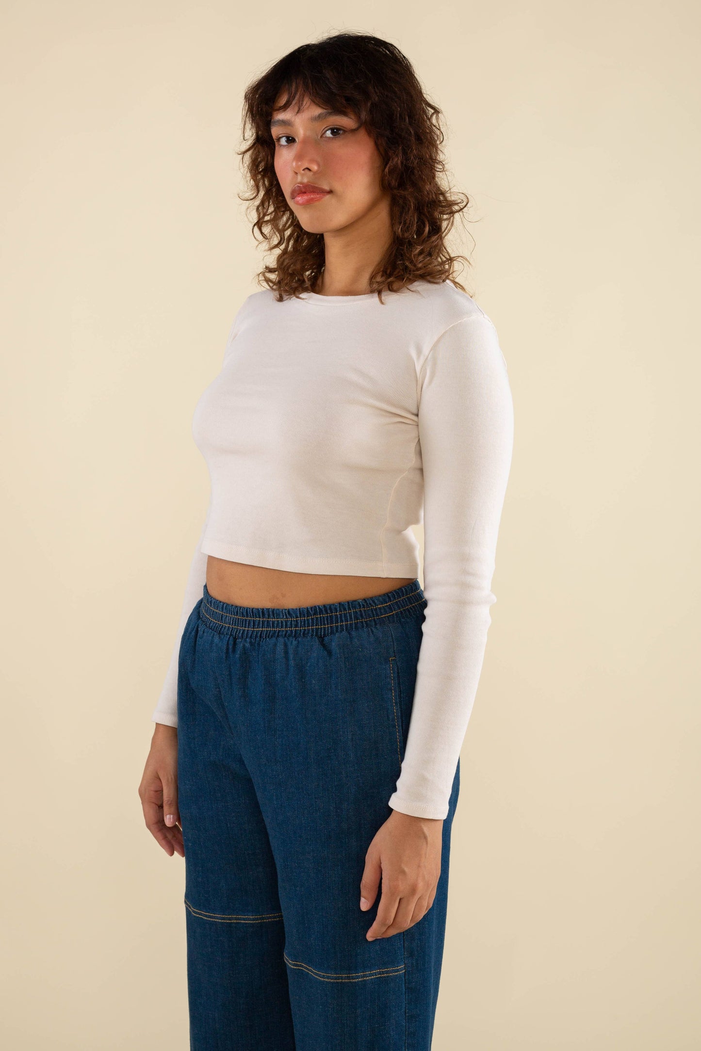 White Long Sleeve Baby Tee