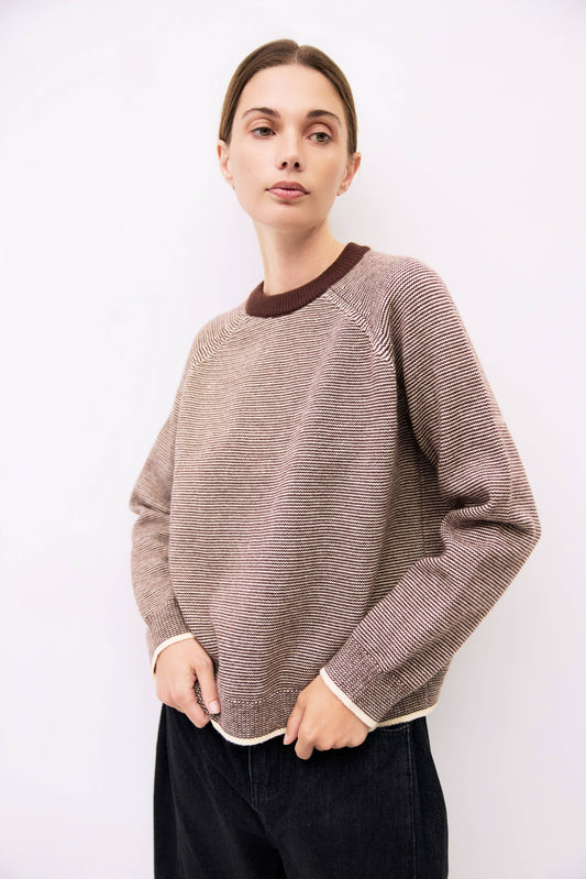 Brown Striped Relaxed Sweater