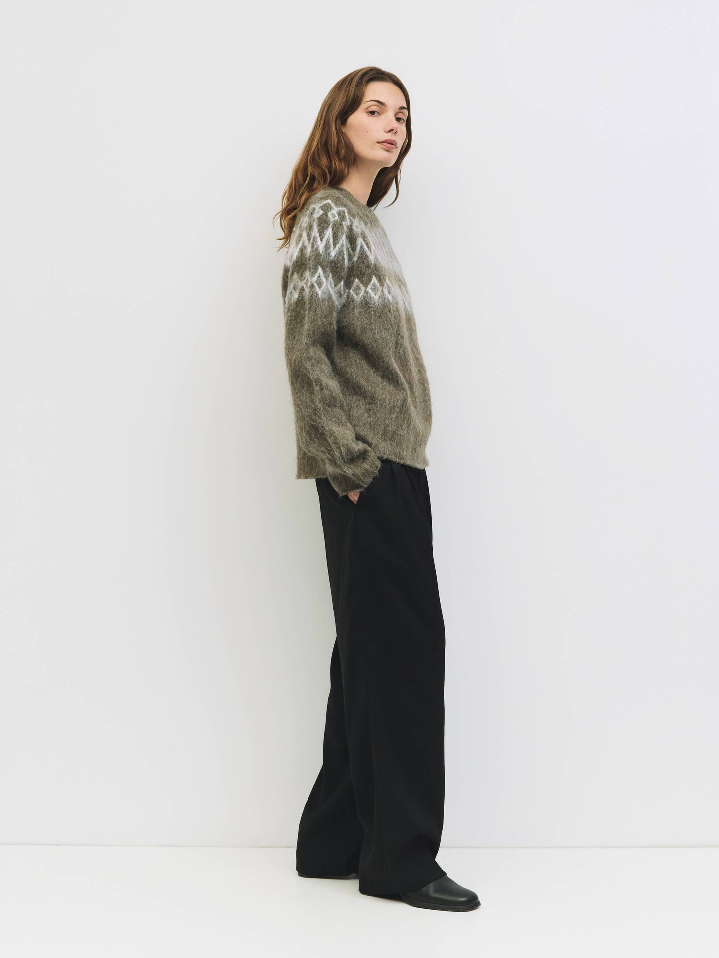 Brown Fair Isle Brushed Sweater