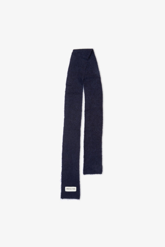 Dark Navy Alpaca Wool Skinny Scarf
