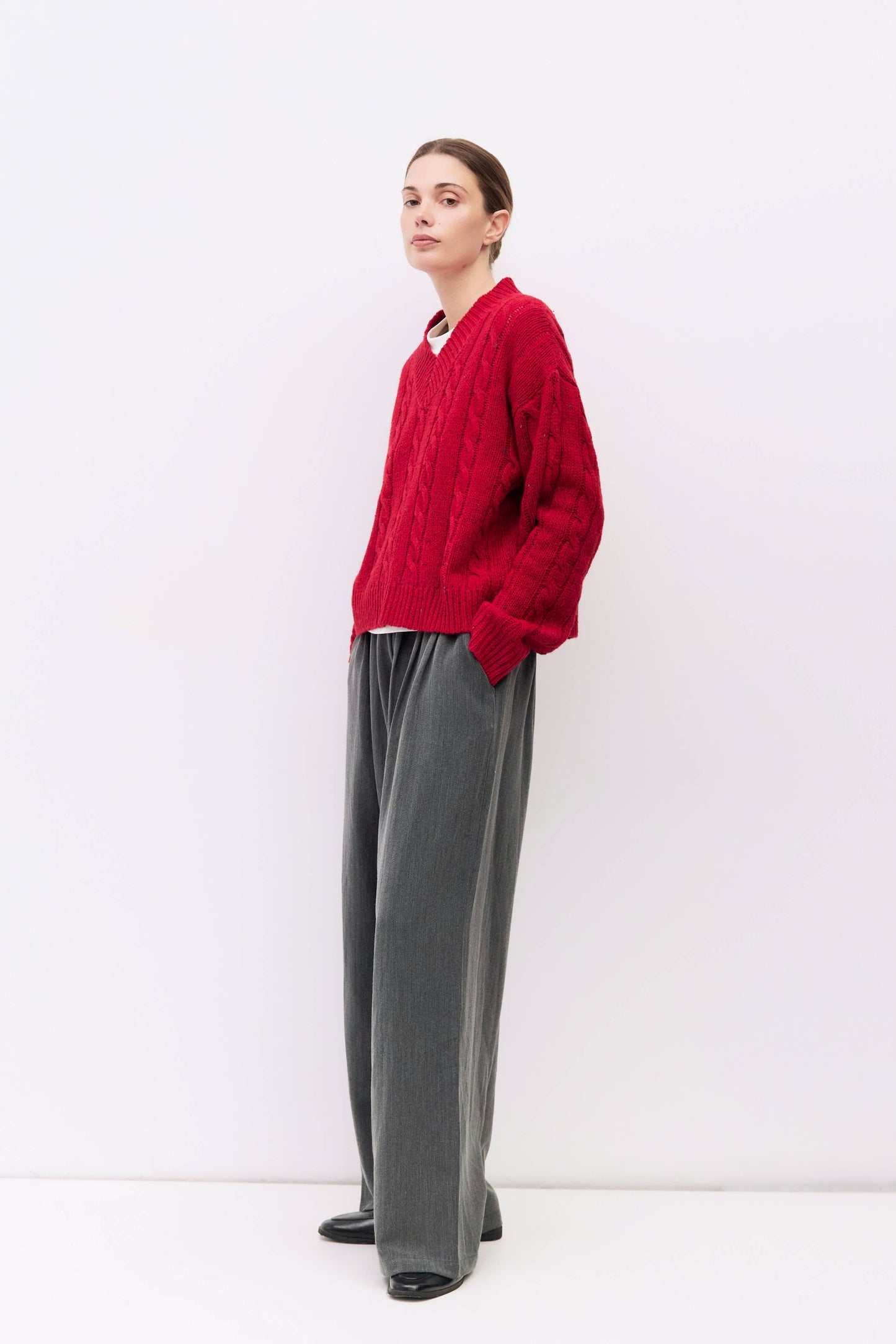 Red Confetti Cable Knit Sweater