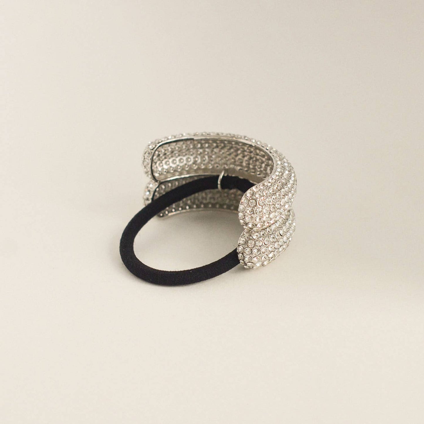 Silver Pavé Stone Double Cuff Hair Tie