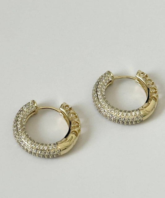 14K Gold Filled CZ Stones + Lace Hoop Earrings