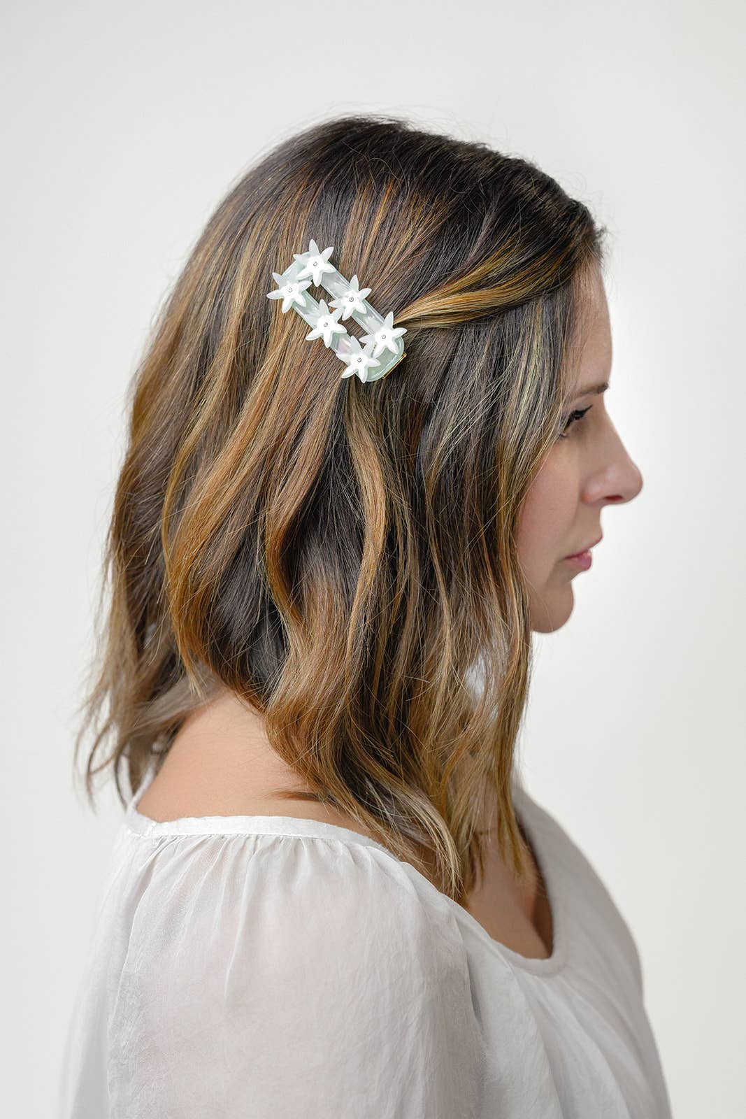 Seafoam Undine Lotus Flower Alligator Hair Clip by Winona Irene