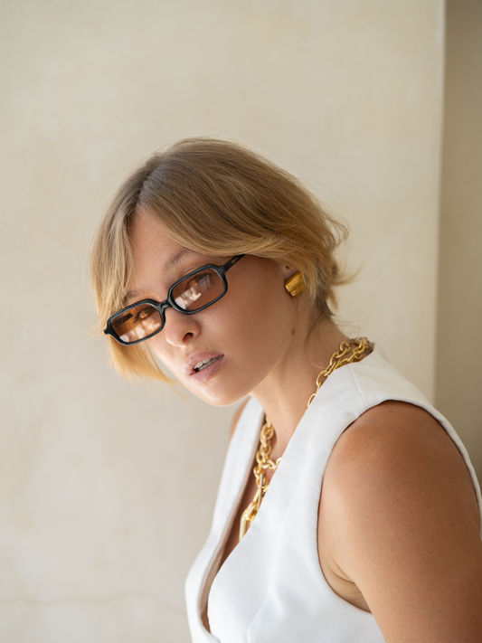 Miki Black Rectangular Sunglasses