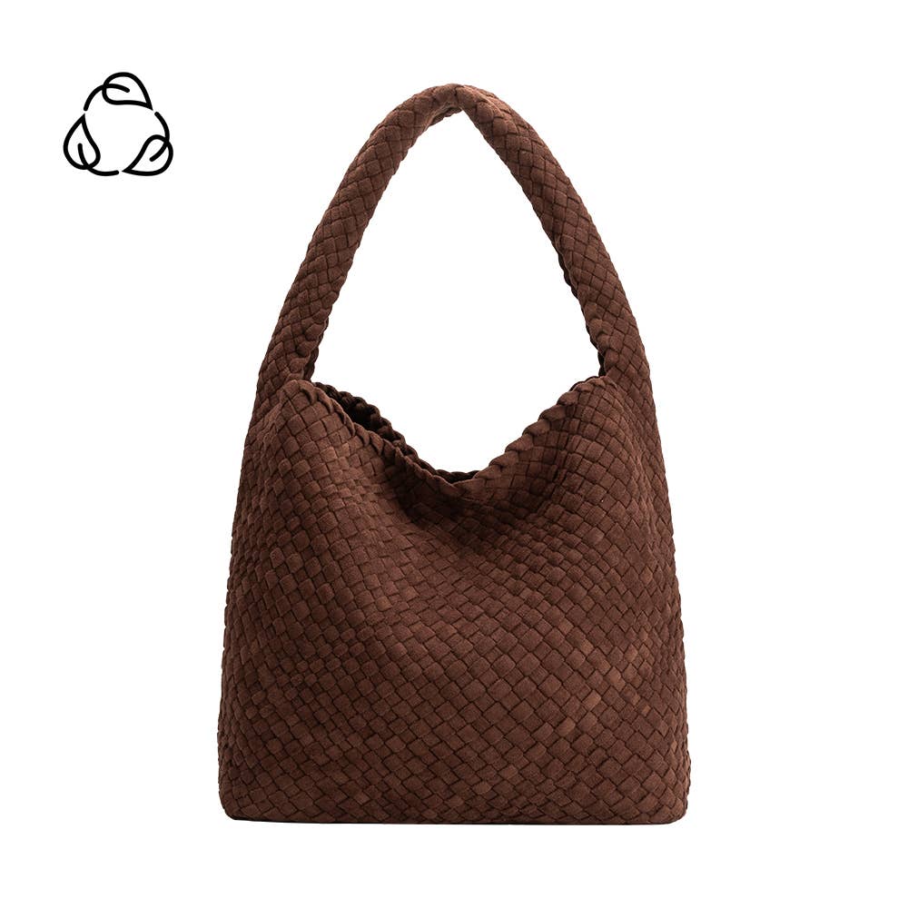 Johanna Tobacco Suede Woven Vegan Shoulder Bag