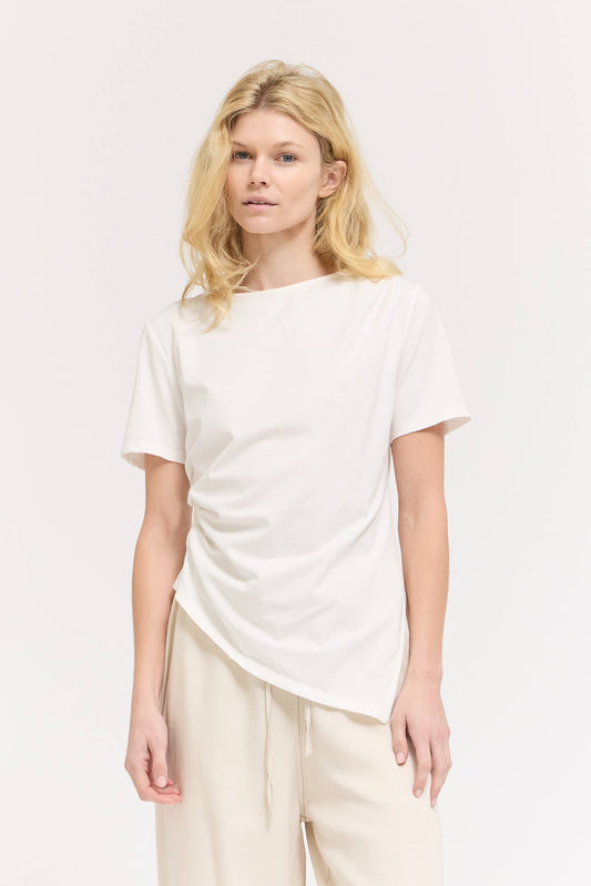 White Asymmetric Cotton Jersey Top