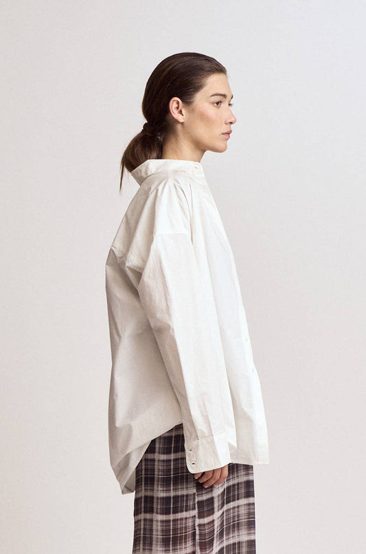 White Cotton Oversized Button-Up Shirt