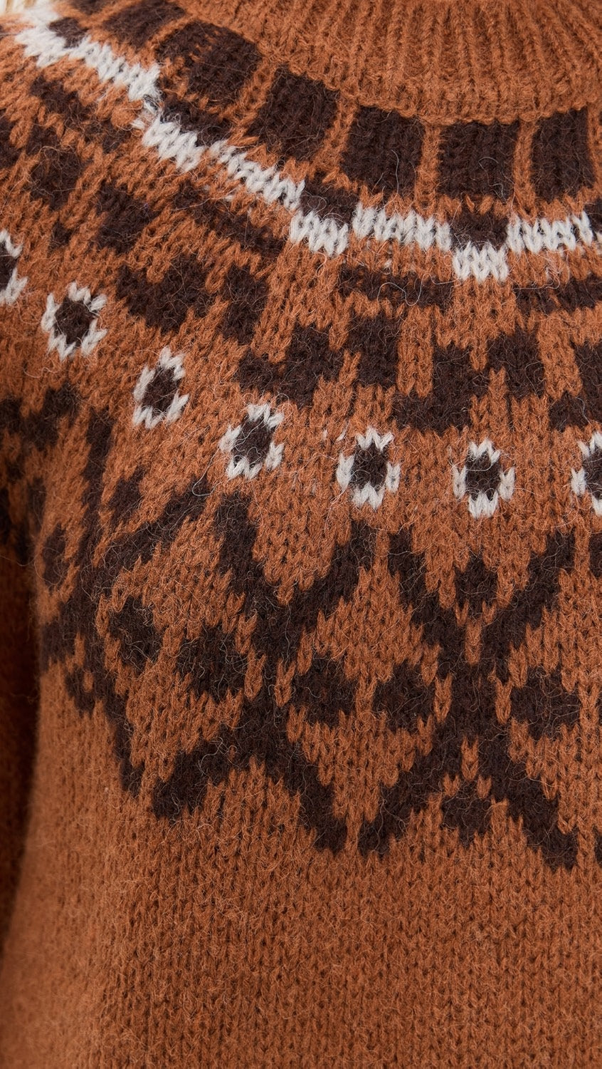 Brown Fair Isle Pullover Sweater