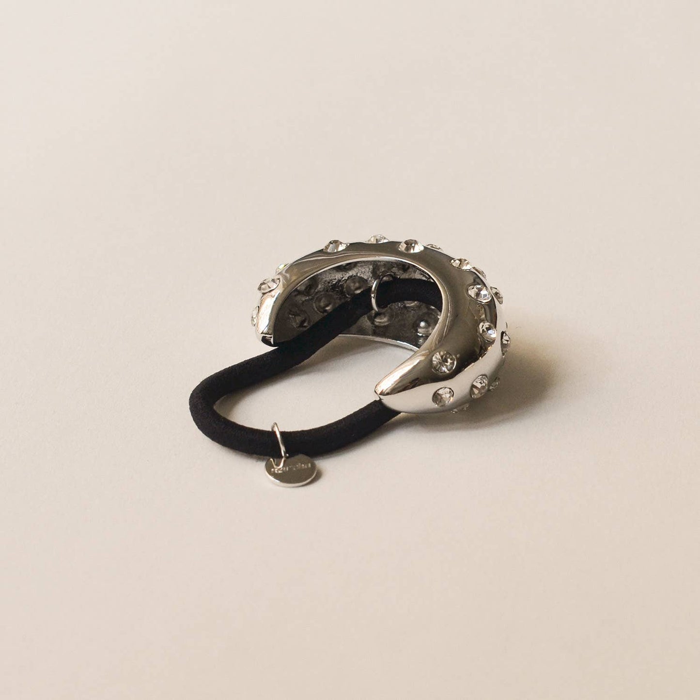 Silver Crystal Crescent Metal Cuff Ponytail Hair Tie