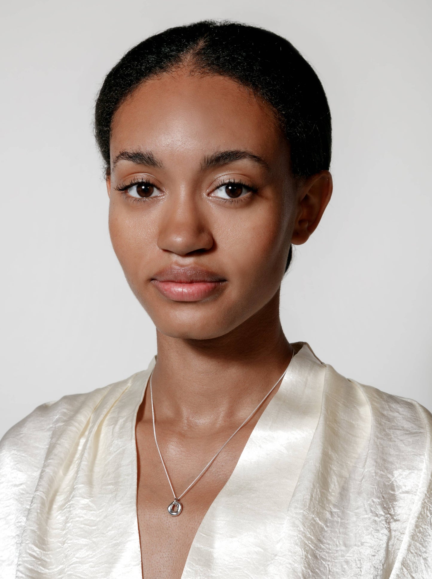 Silver Textured Oval Pendant Necklace