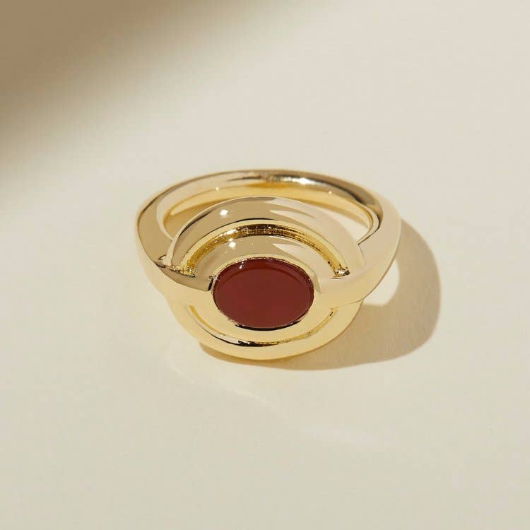 Gold Oval Carnelian Ring