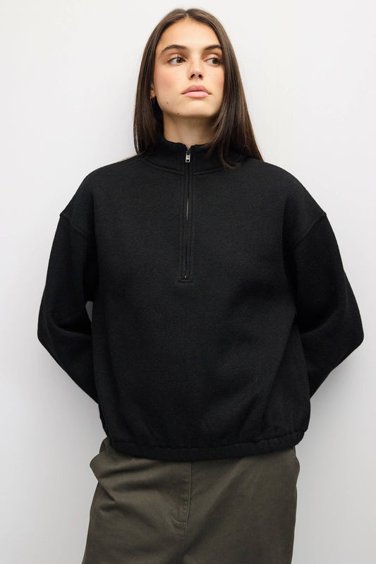 Black Quarter Zip Knit Pull Over