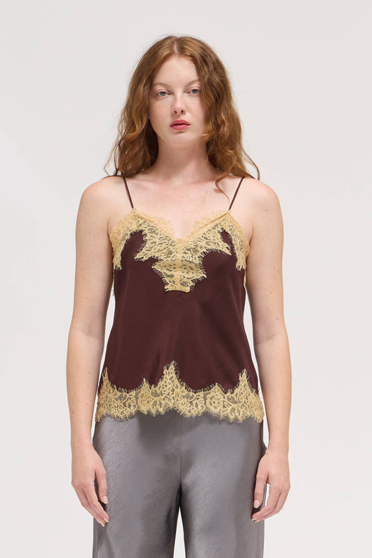 Satin Lace Trim Cami Top