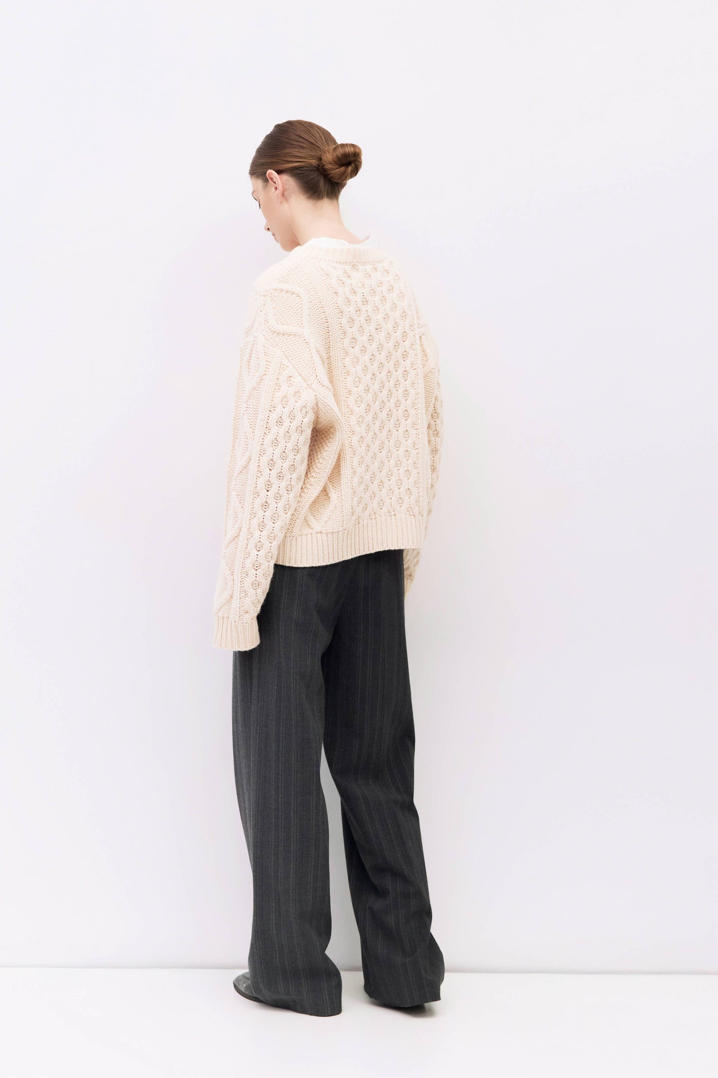 Cable Knit Wooden Toggle Cardigan Sweater