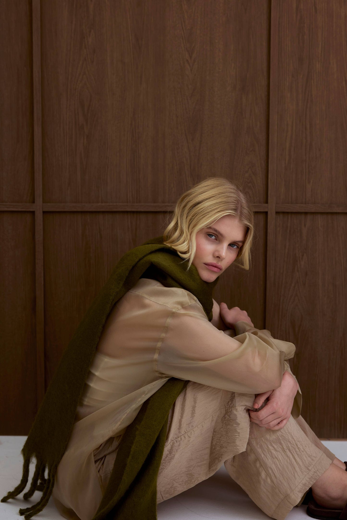 Moss Green Brushed Oversized Scarf