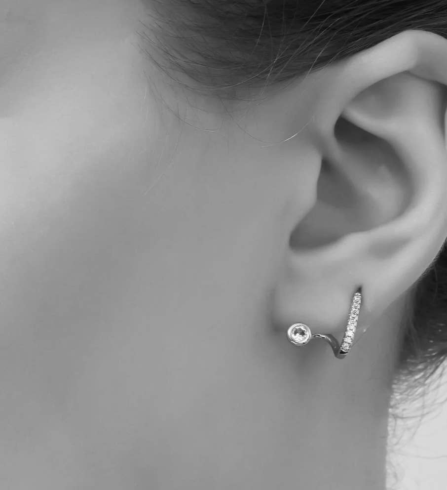 Gold Filled CZ Twist Stud Earrings 