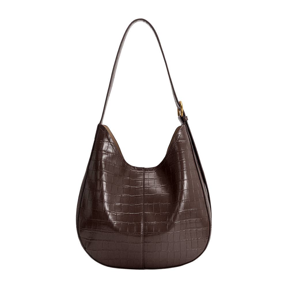 Chocolate Crocodile Vegan Leather Shoulder Bag