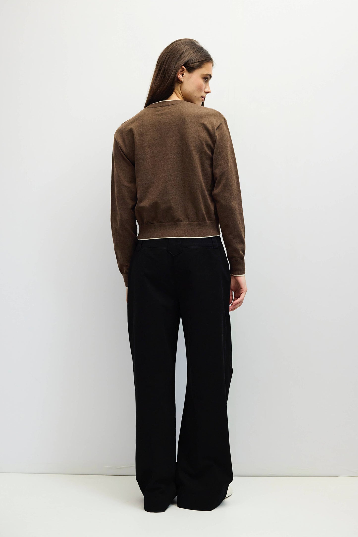 Contrast Trim Brown/Cream Cardigan