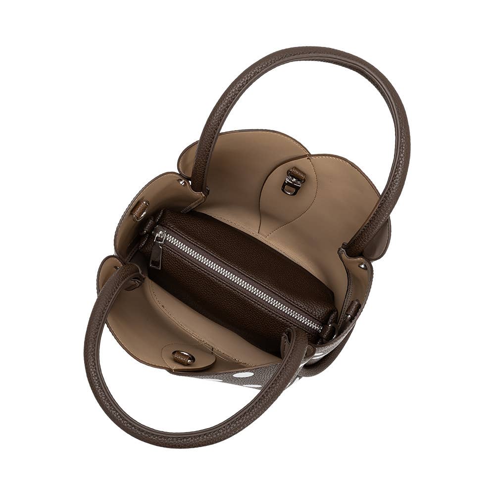 Tulip Brown Polka Dot Top Handle Bag