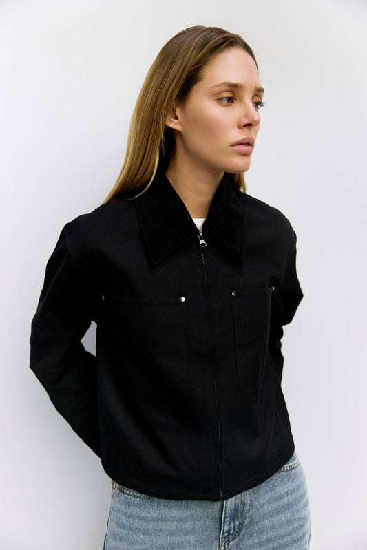 Black Twill Utility Jacket