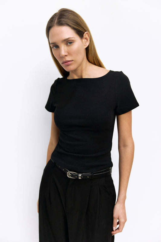 Wide Neck Soft Knit Top