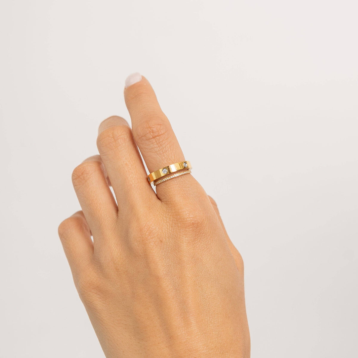 Tennis Ring Band: 18K Gold or Silver