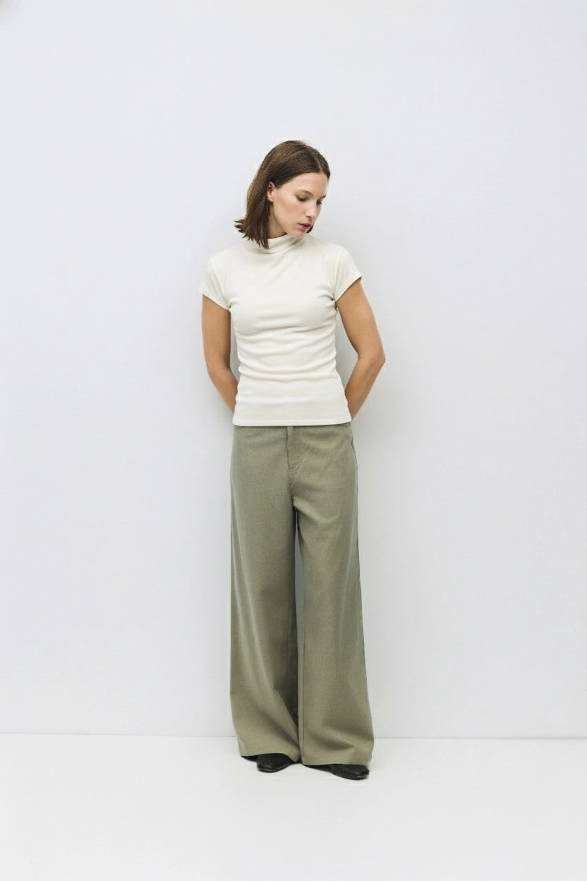 Cap Sleeve Mock Neck Gathered Top